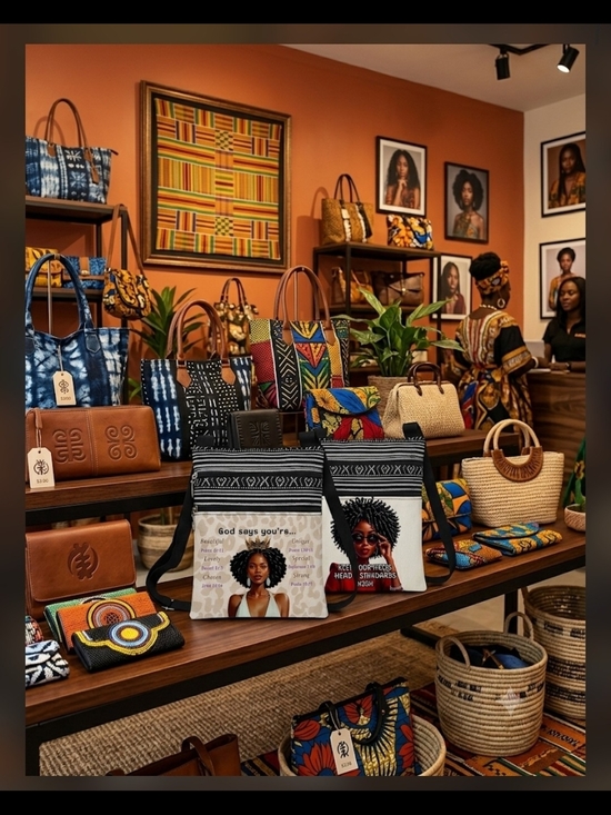 Handbags - Artisan Afro-centric Printed Crossbody Bag with Graphic Portrait; Choose 1-NEW!